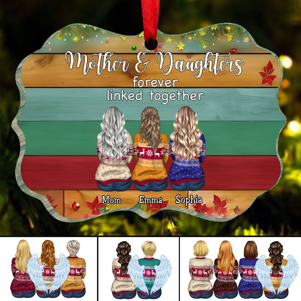 Family - Mother & Daughters Forever Linked Together - Personalized Ornament (TT) - Makezbright Gifts