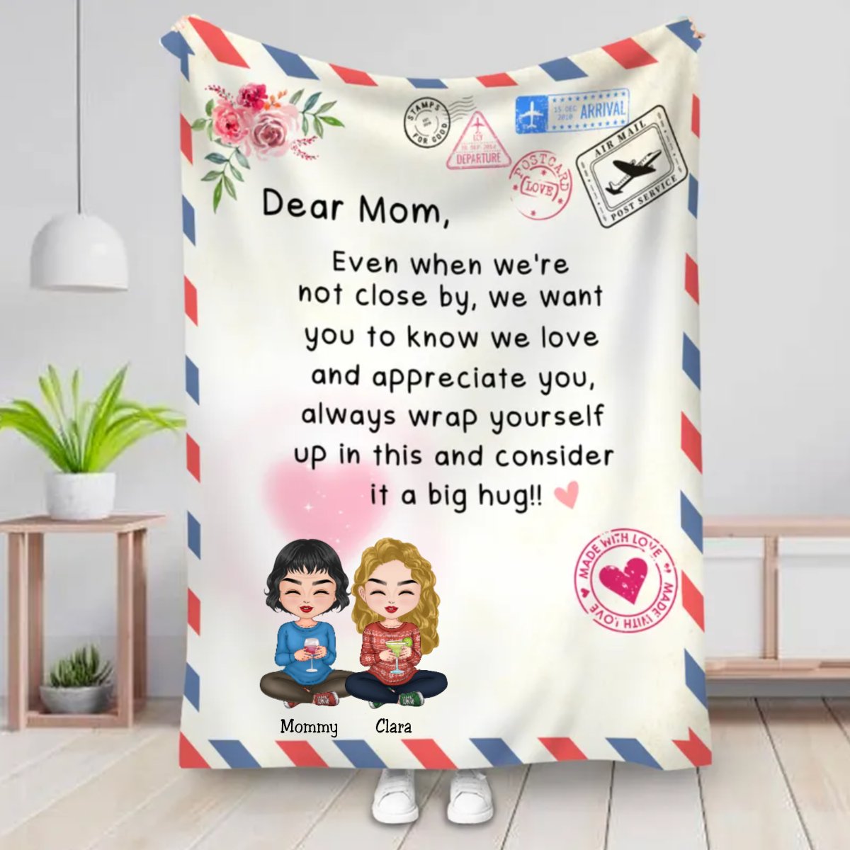 Family - Mother's Day Blanket Dear Mom, I Love You - Personalized Blanket (NM) - Makezbright Gifts