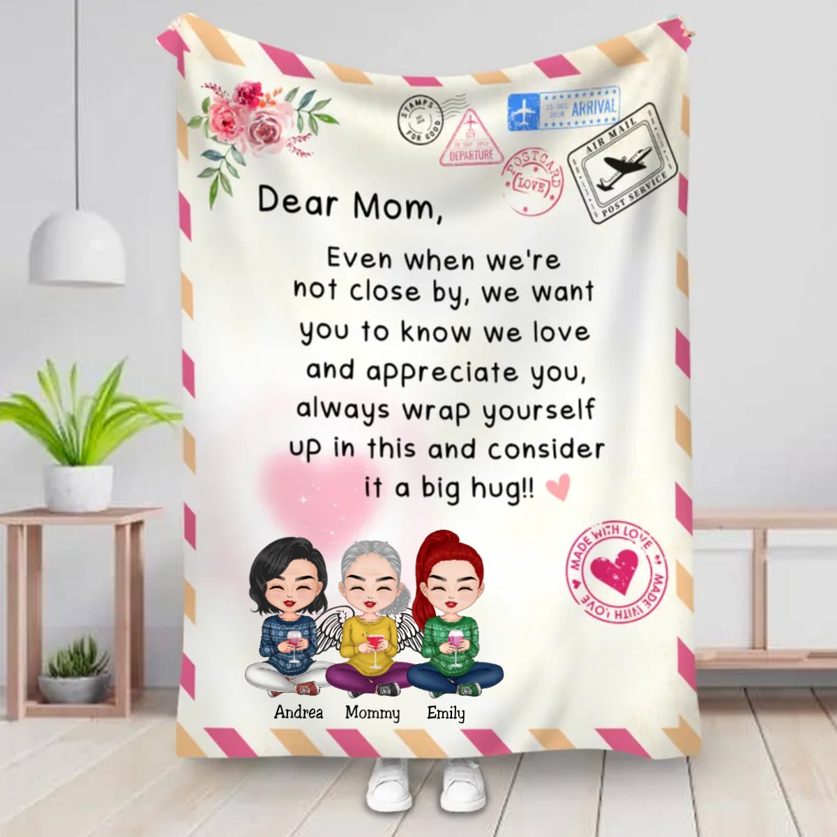 Family - Mother's Day Blanket Dear Mom, I Love You - Personalized Blanket (NM) - Makezbright Gifts