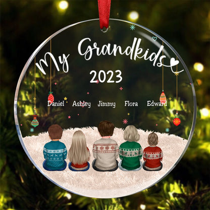 Family - My Grandkids - Personalized Acrylic Circle Ornament Ver 2 (LH) - Makezbright Gifts