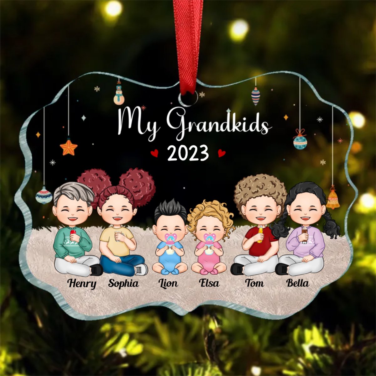 Family - My Grandkids - Personalized Transparent Ornament - Makezbright Gifts