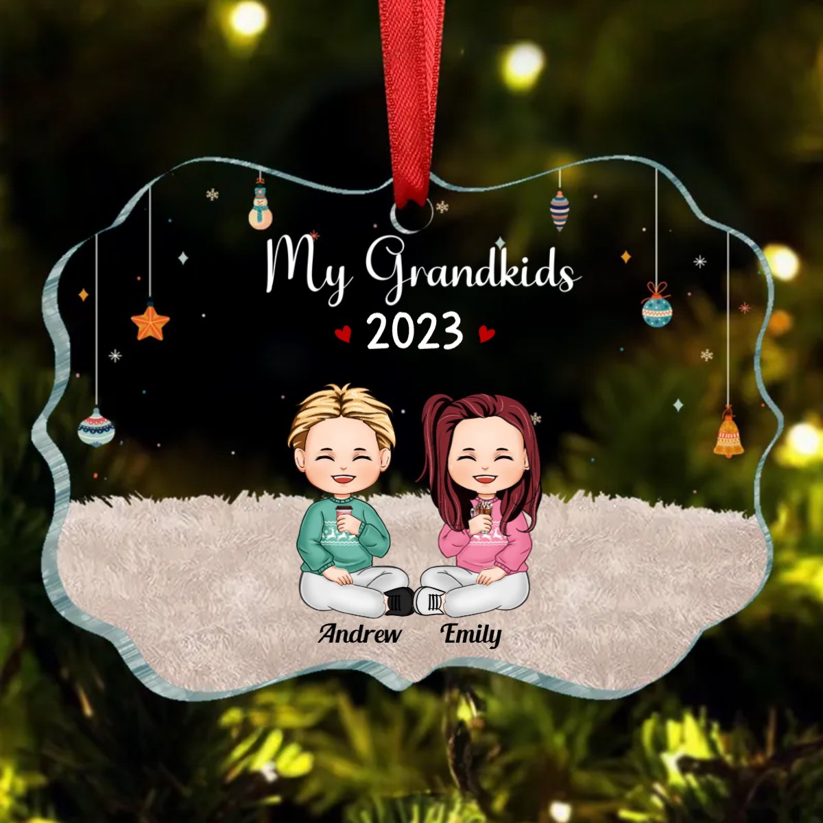 Family - My Grandkids - Personalized Transparent Ornament - Makezbright Gifts