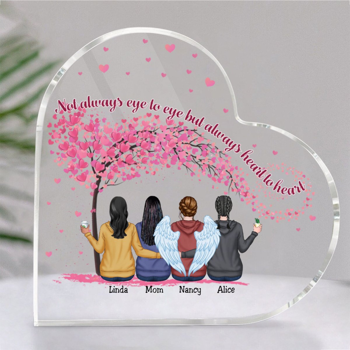 Family - Not Always Eye To Eye But Always Heart To Heart - Personalized Acrylic Plaque (LH) - Makezbright Gifts