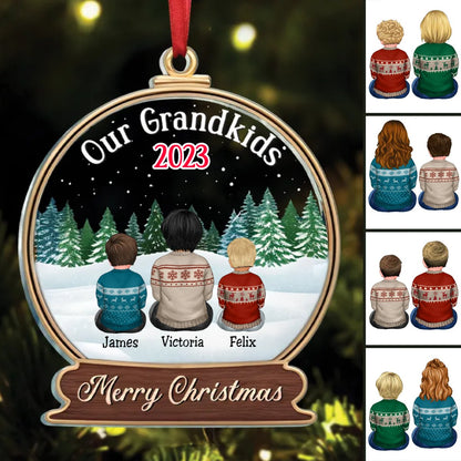 Family - Our Grandkids Children - Personalized Circle Ornament (LH) - Makezbright Gifts