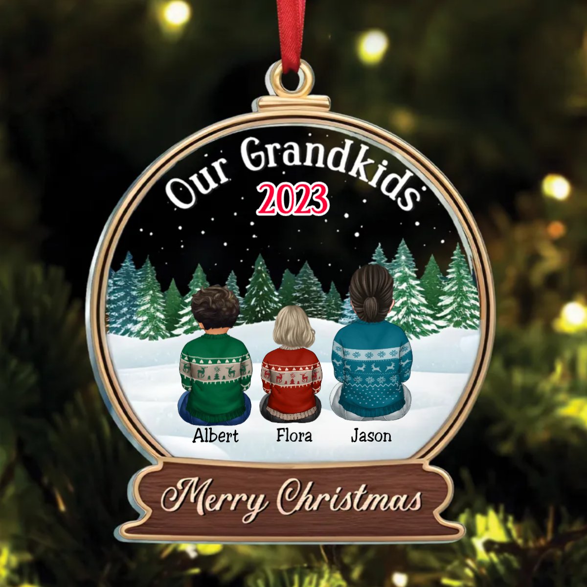 Family - Our Grandkids Children - Personalized Circle Ornament (LH) - Makezbright Gifts