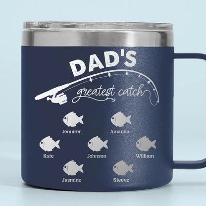 Family - Papa Fishing - Personalized Stainless Steel Tumbler With Handle - Makezbright Gifts