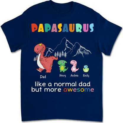 Family - Papasaurus - Personalized T - Shirt - Makezbright Gifts