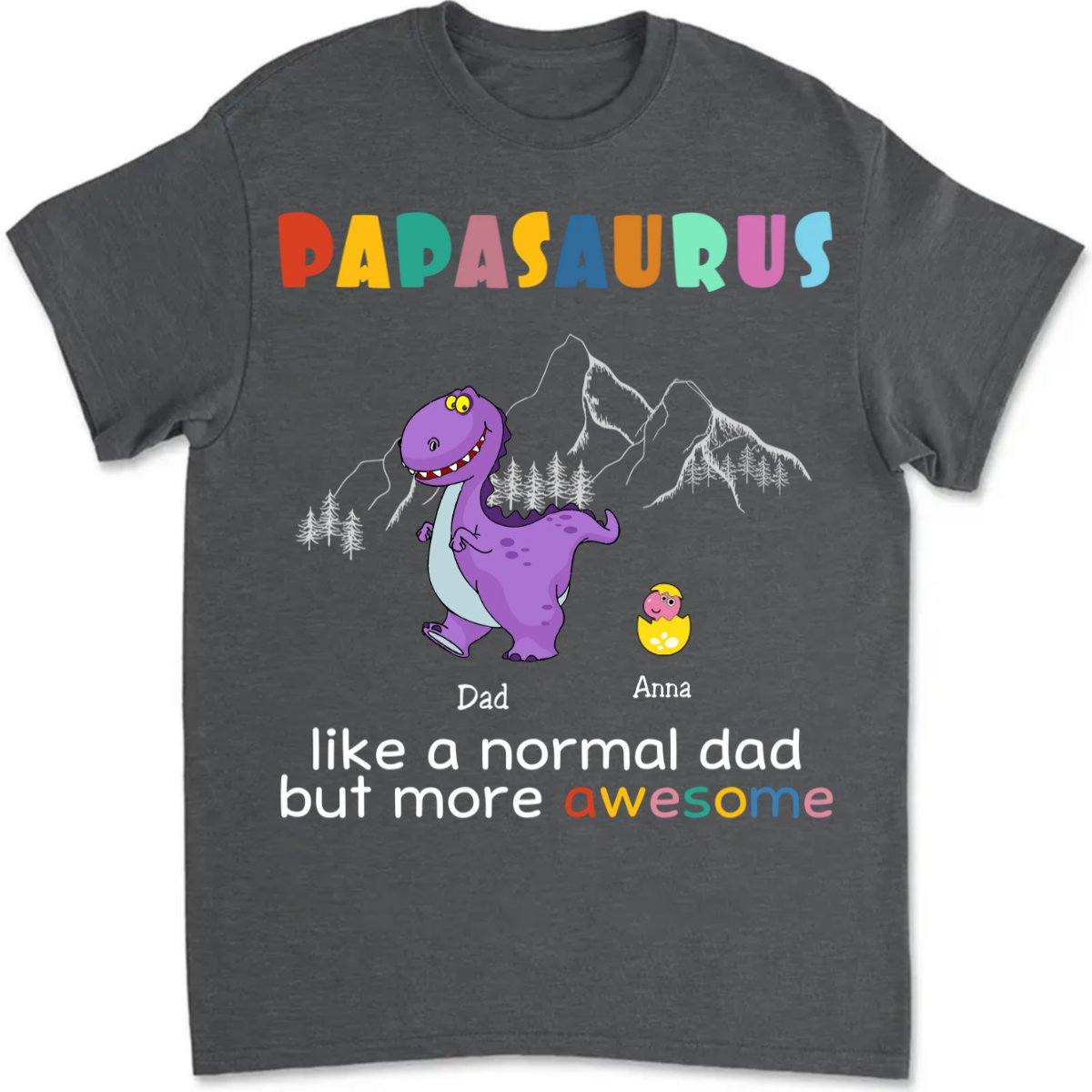 Family - Papasaurus - Personalized T - Shirt - Makezbright Gifts