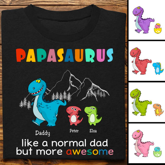 Family - Papasaurus - Personalized T - Shirt - Makezbright Gifts