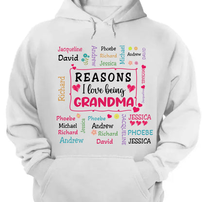 Family - Reasons I Love Being Grandma - Personalized Unisex T - shirt, Hoodie, Sweatshirt - Makezbright Gifts