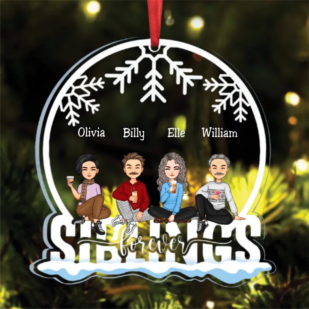 Family - Siblings Forever - Personalized Christmas Transparent Ornament (LH) - Makezbright Gifts