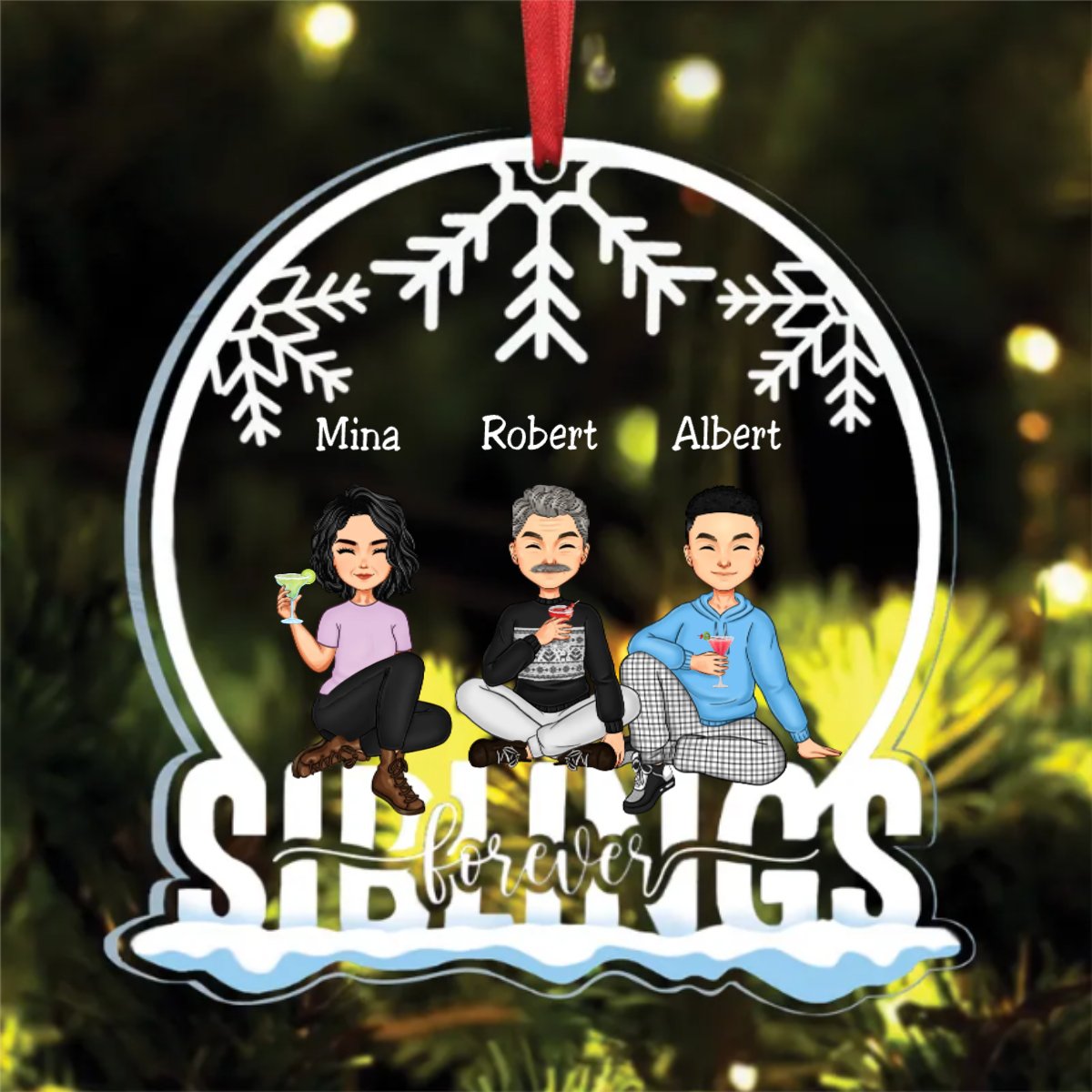 Family - Siblings Forever - Personalized Christmas Transparent Ornament (LH) - Makezbright Gifts