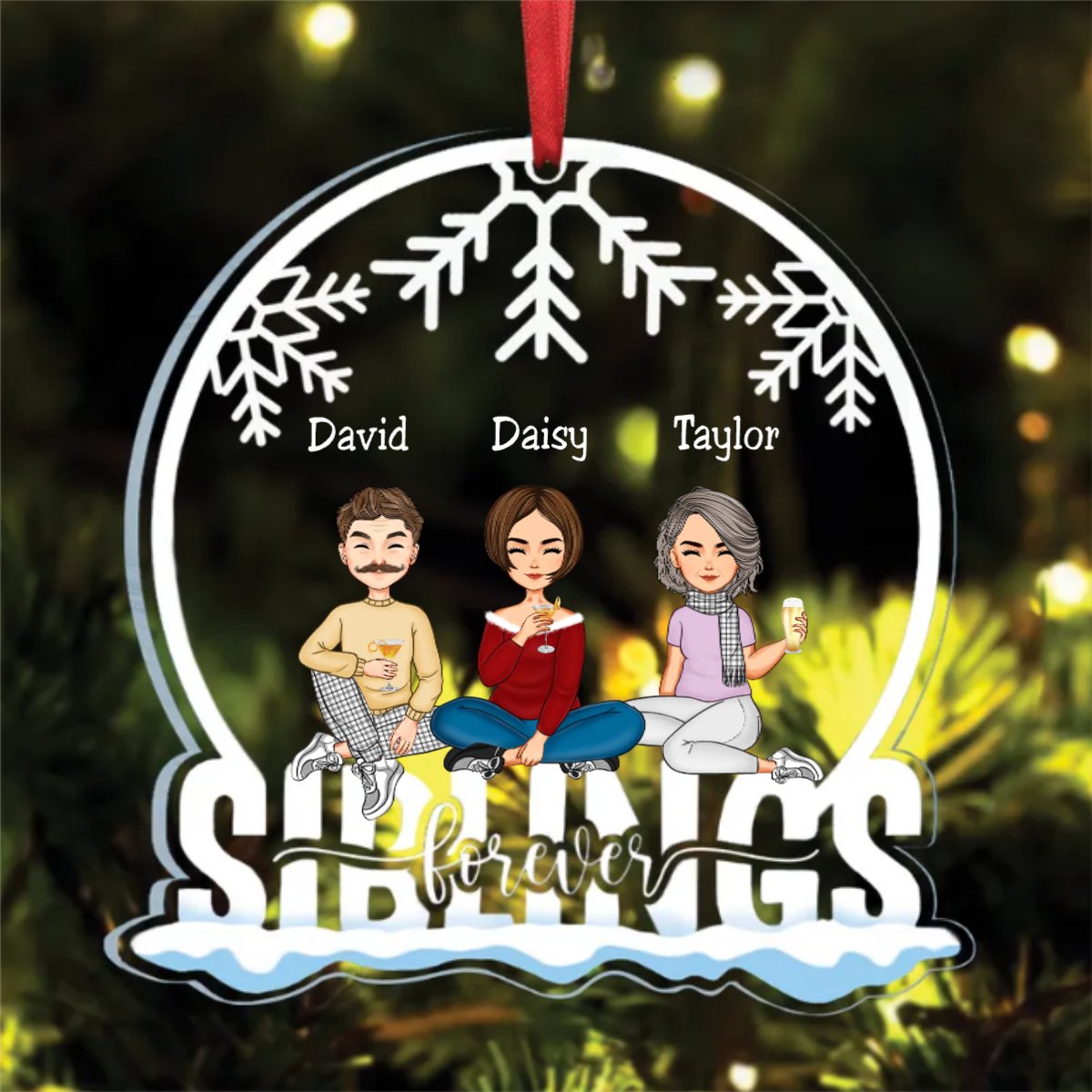 Family - Siblings Forever - Personalized Christmas Transparent Ornament (LH) - Makezbright Gifts