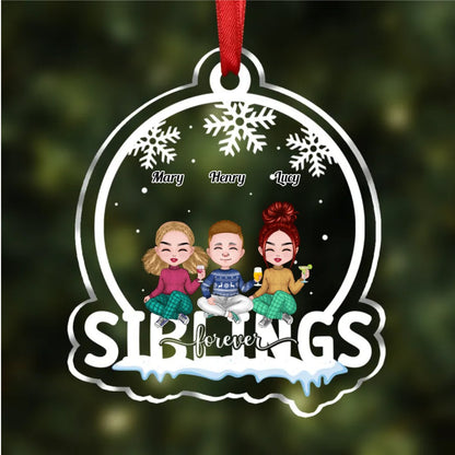 Family - Siblings Forever - Personalized Christmas Transparent Ornament (Ver. 2) - Makezbright Gifts