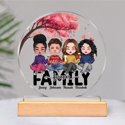 Family - Siblings Forever - Personalized Circle Acrylic Plaque - Makezbright Gifts