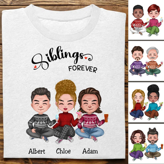 Family - Siblings Forever - Personalized T - Shirt (TB) - Makezbright Gifts