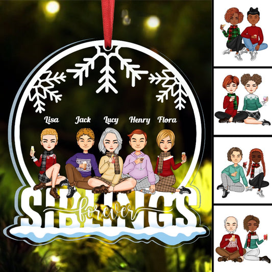 Family - Siblings Forever - Personalized Transparent Ornament - Makezbright Gifts