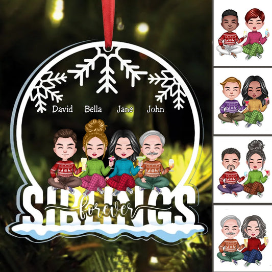 Family - Siblings Forever - Personalized Transparent Ornament - Makezbright Gifts