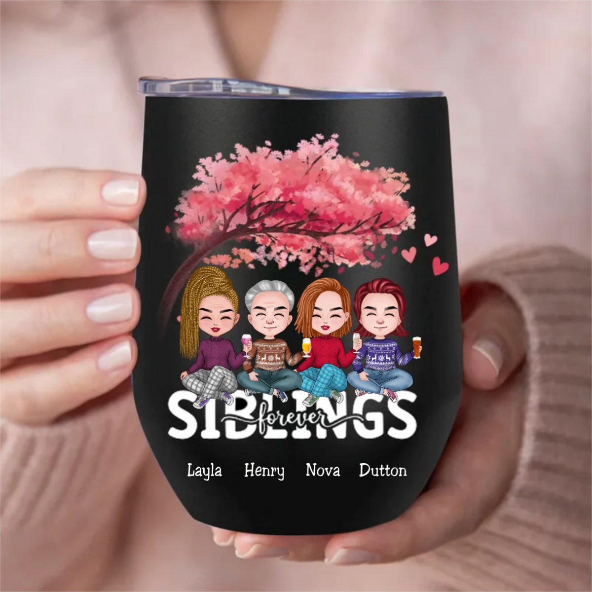 Family - Siblings Forever - Personalized Wine Tumbler - Makezbright Gifts