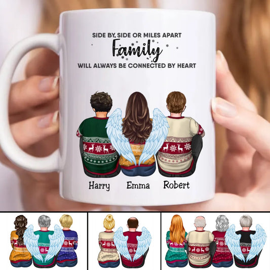 Family - Side By Side Or Miles Apart ... Will Always Be Connected By Heart - Personalized Mug - Makezbright Gifts