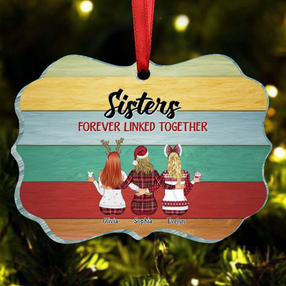 Family - Sisters Forever Linked Together - Personalized Acrylic Ornament - Makezbright Gifts