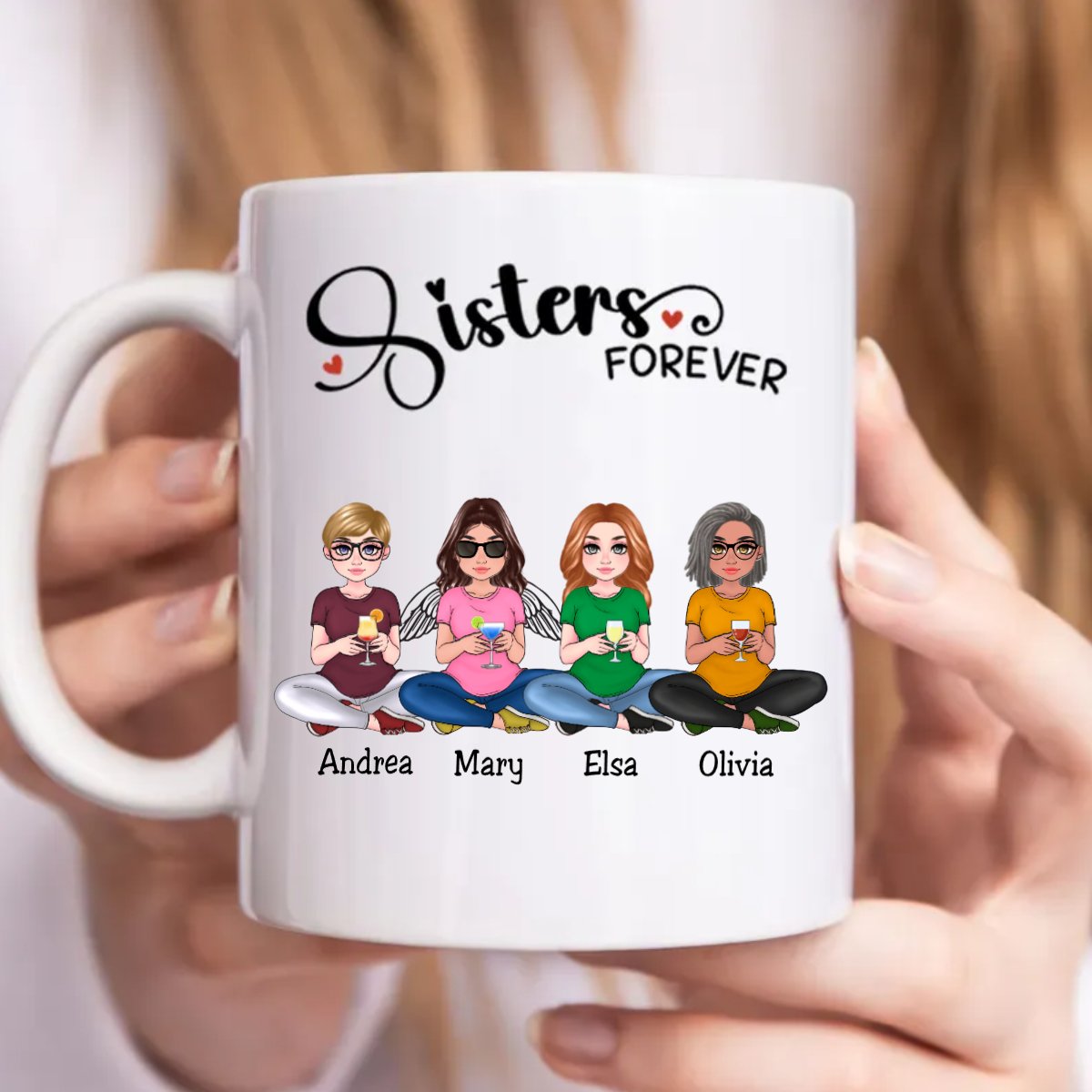 Family - Sisters Forever - Personalized Mug (NM) - Makezbright Gifts