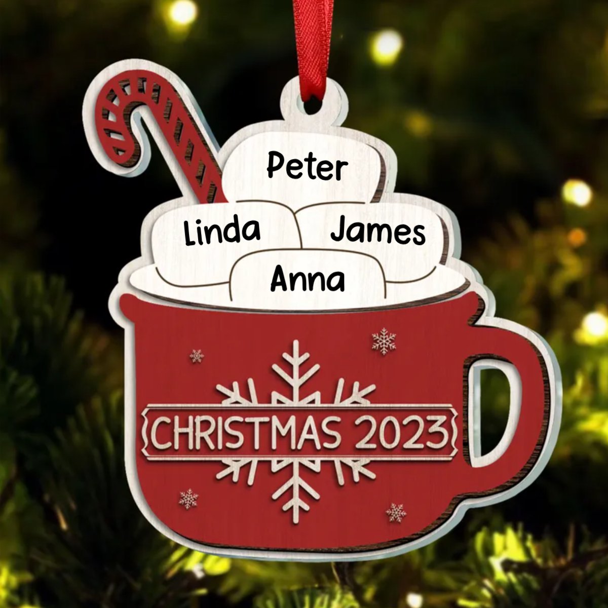 Family - Sugar Cocoa Marshmallows - Personalized Acrylic Ornament - Gift For Family Members - Makezbright Gifts