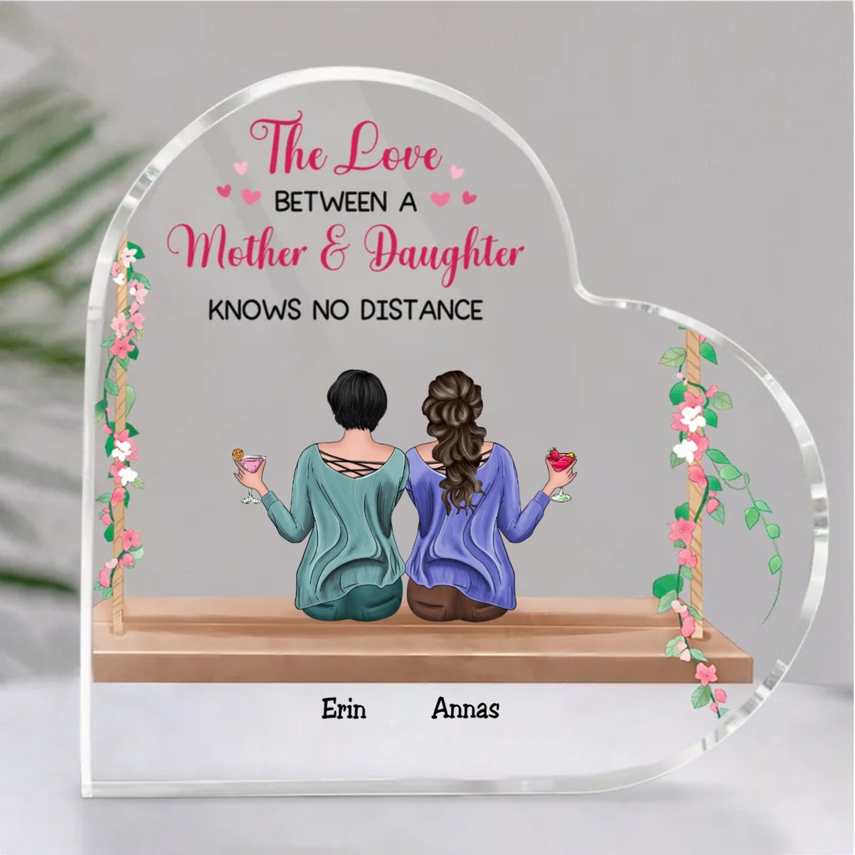 Family - The Love Between A Mother & Daughters Knows No Distance - Personalized Acrylic Plaque - Makezbright Gifts