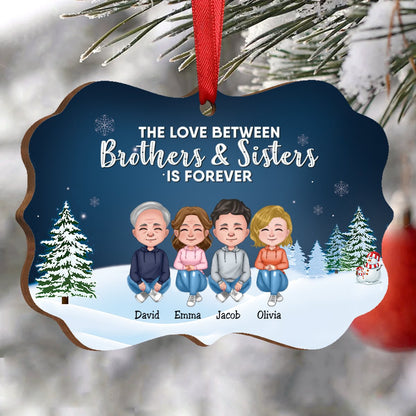 Family - The Love Between Brothers & Sisters Is Forever Chibi Version - Personalized Christmas Ornament - Makezbright Gifts