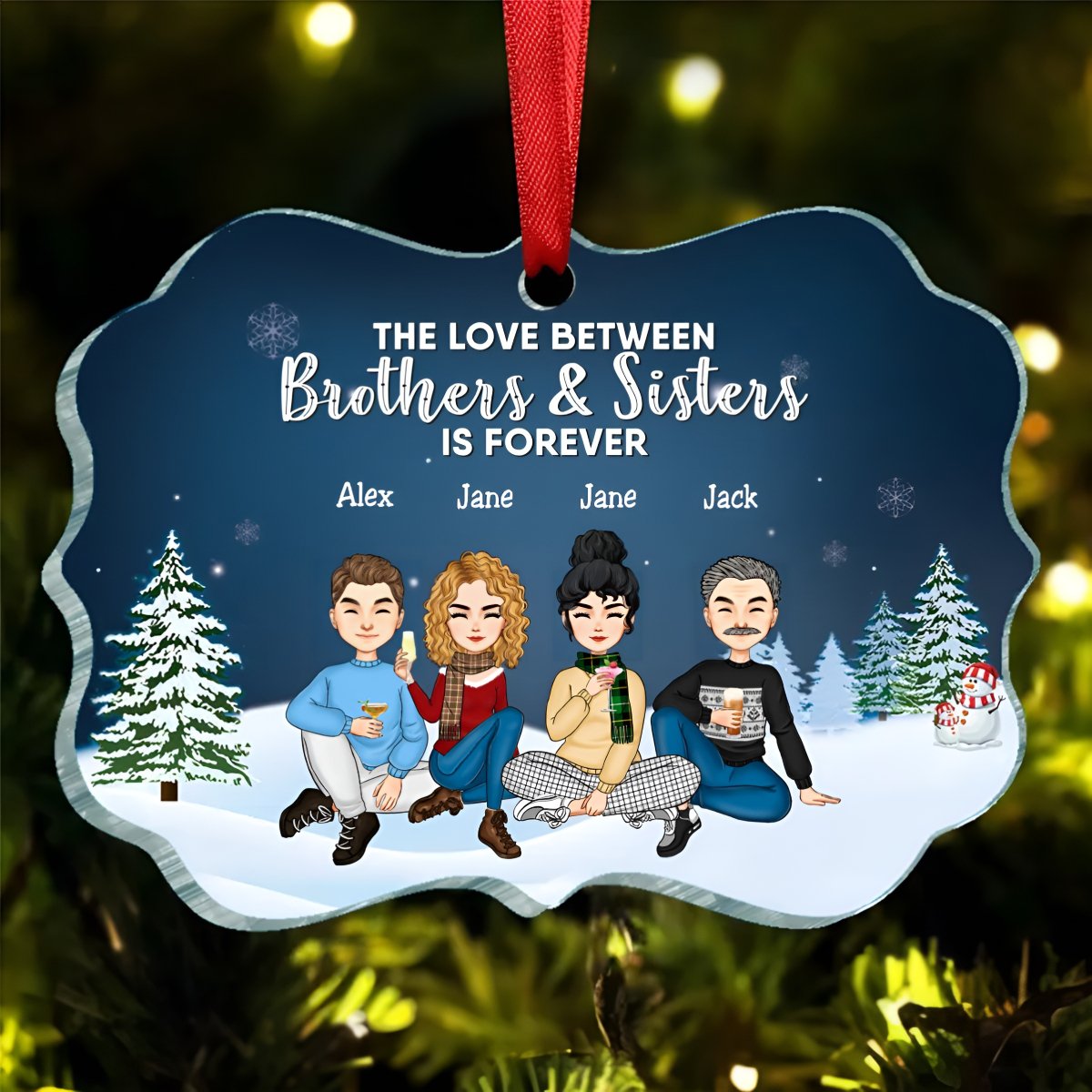 Family - The Love Between Brothers & Sisters Is Forever - Personalized Acrylic Ornament - Makezbright Gifts