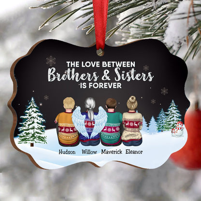 Family - The Love Between Brothers & Sisters Is Forever - Personalized Christmas Ornament (Black) - Makezbright Gifts