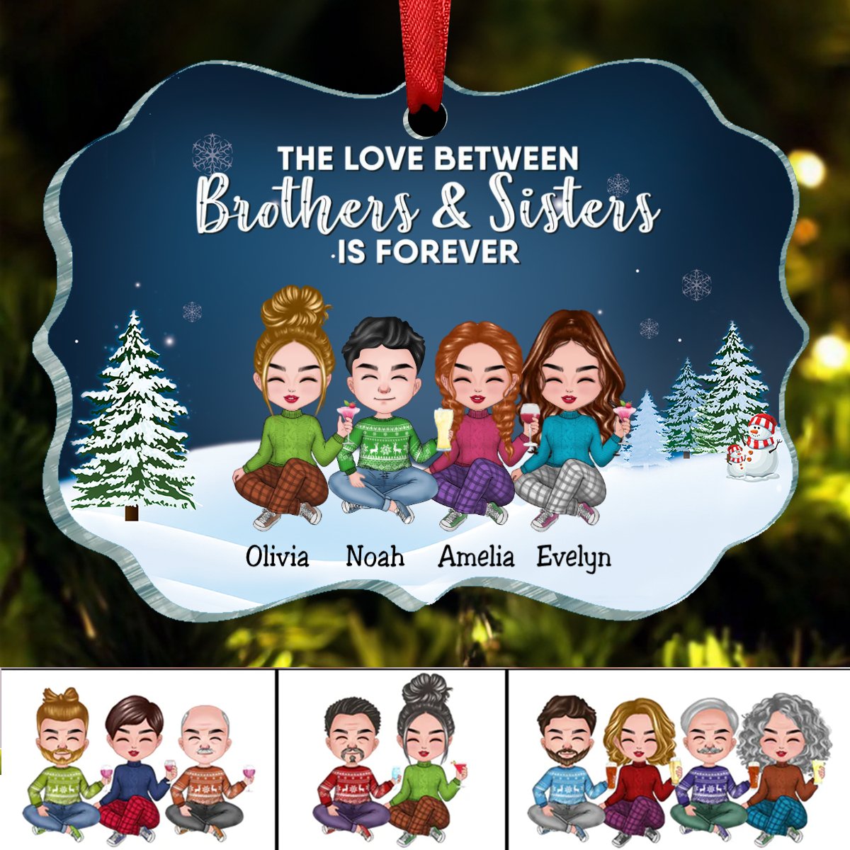 Family - The Love Between Brothers & Sisters Is Forever - Personalized Christmas Ornament (NV) - Makezbright Gifts