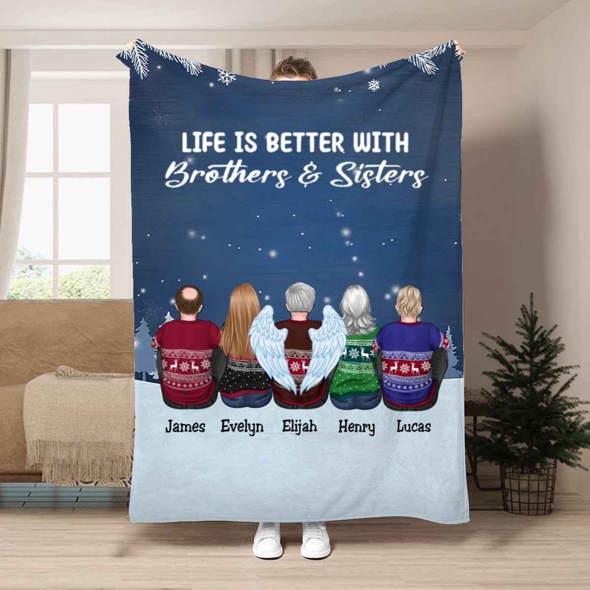 Family - The Love Between Brothers & Sisters Is One Of Life's Greatest Blessings - Personalized Blanket - Makezbright Gifts