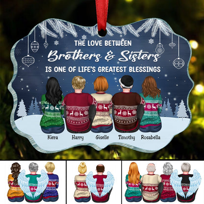 Family - The Love Between Brothers & Sisters Is One Of Life's Greatest Blessings - Personalized Ornament - Makezbright Gifts