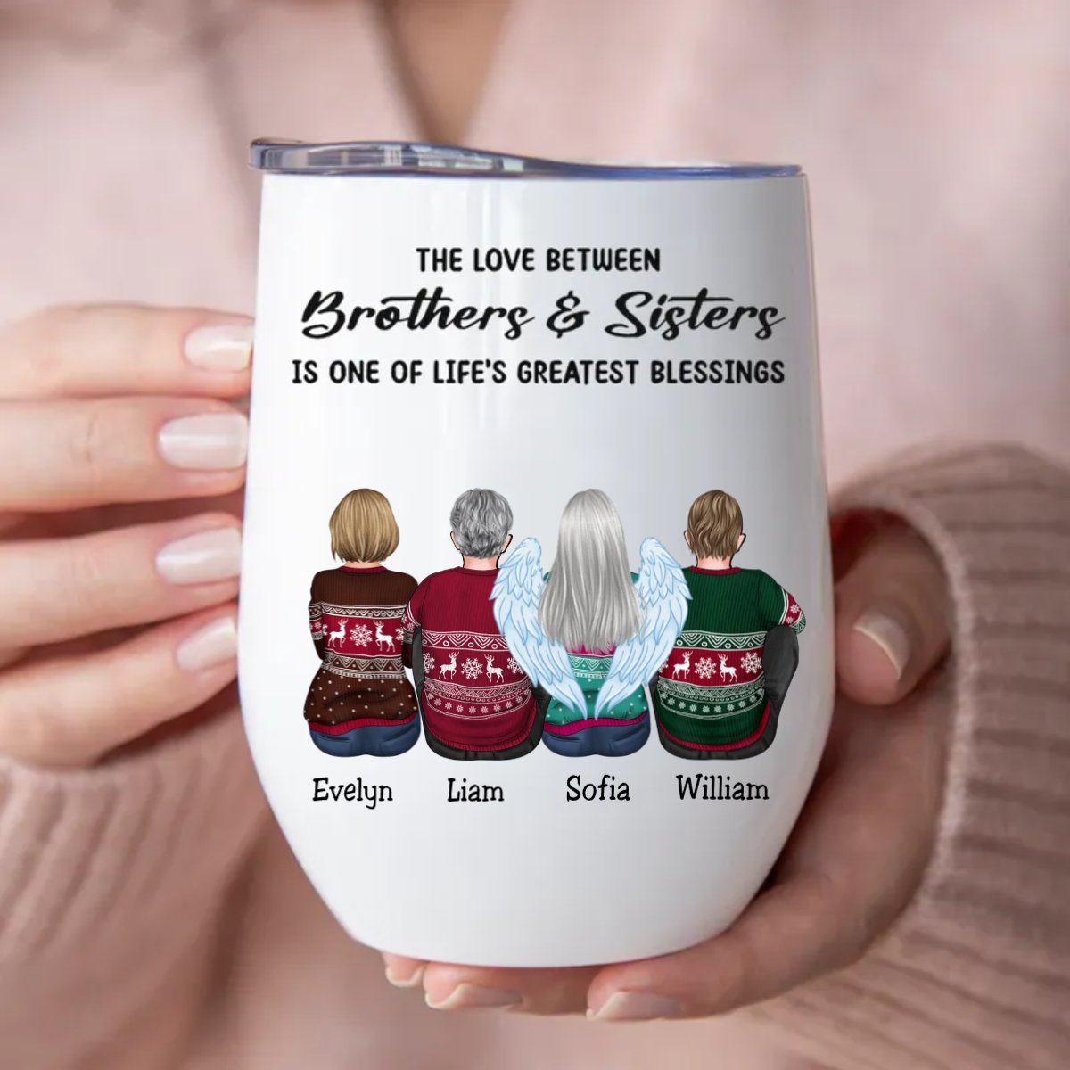 Family - The Love Between Brothers & Sisters Is One Of Life's Greatest Blessings - Personalized Wine Tumbler - Makezbright Gifts