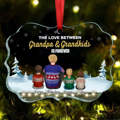 Family - The Love Between Grandpa & Grandkids Is Forever - Personalized Ornament - Makezbright Gifts