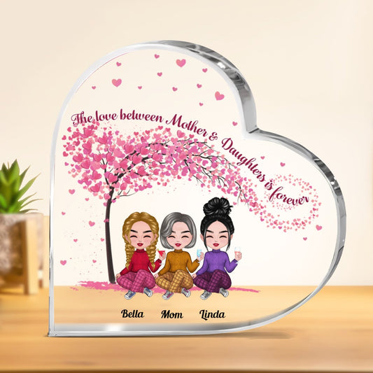 Family - The Love Between Mother & Daughters Is Forever - Personalized Acrylic Plaque (HEART) - Makezbright Gifts