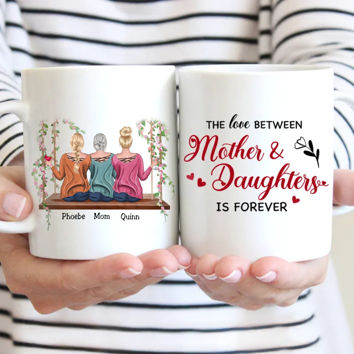 Family - The Love Between Mother & Daughters Is Forever - Personalized Mugs - Makezbright Gifts