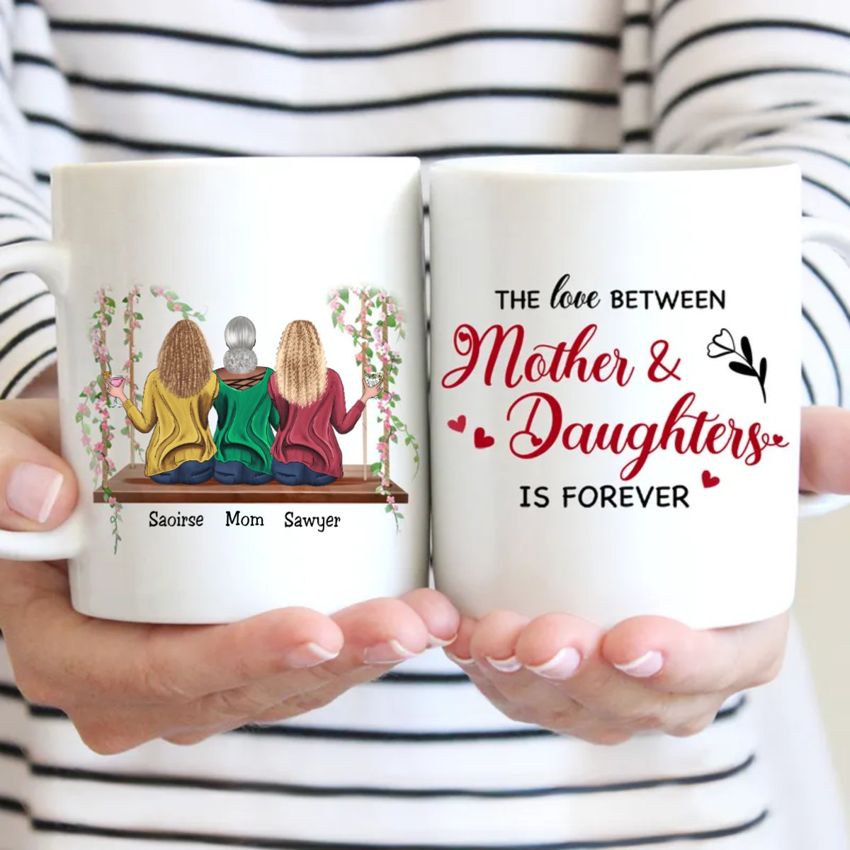 Family - The Love Between Mother & Daughters Is Forever - Personalized Mugs - Makezbright Gifts