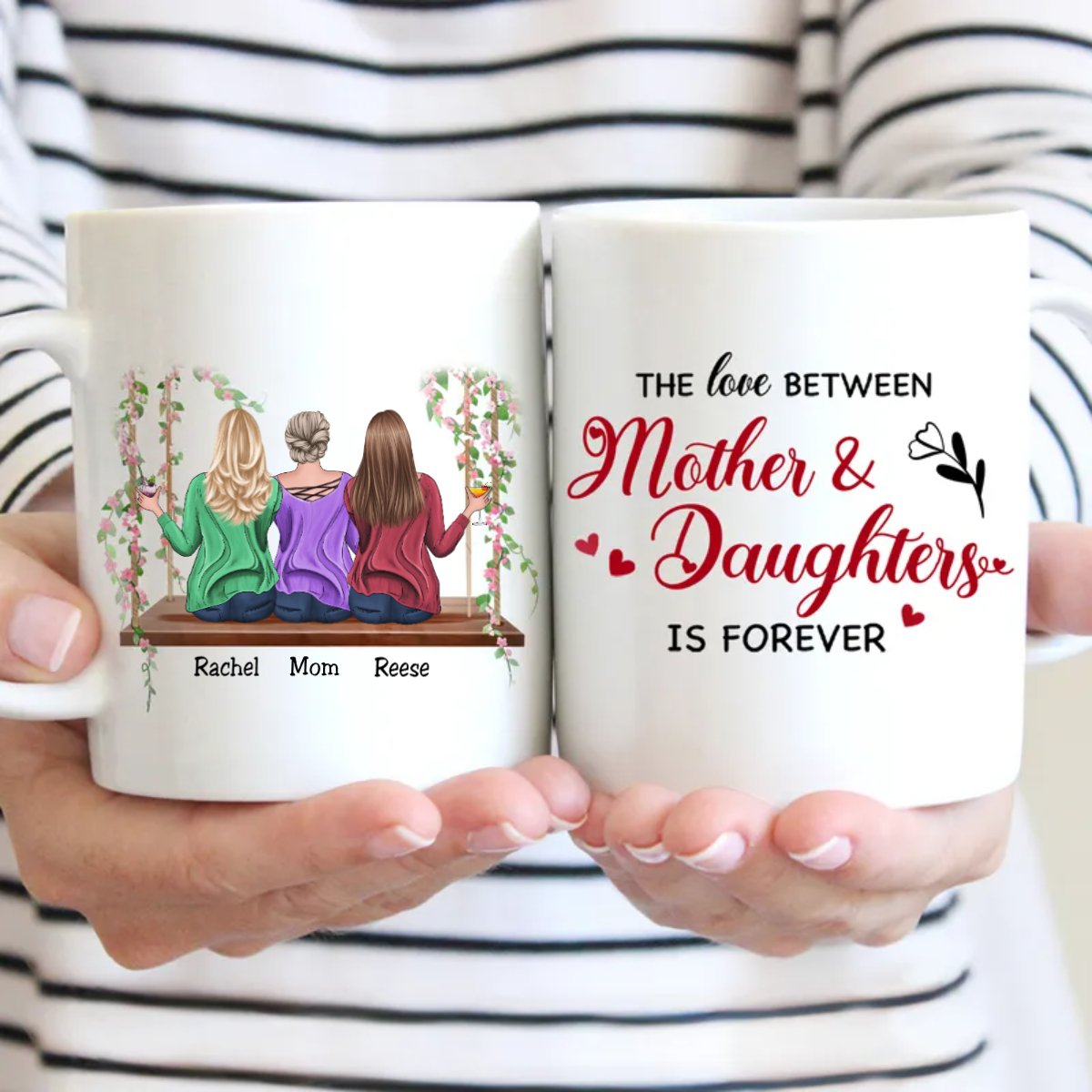 Family - The Love Between Mother & Daughters Is Forever - Personalized Mugs - Makezbright Gifts