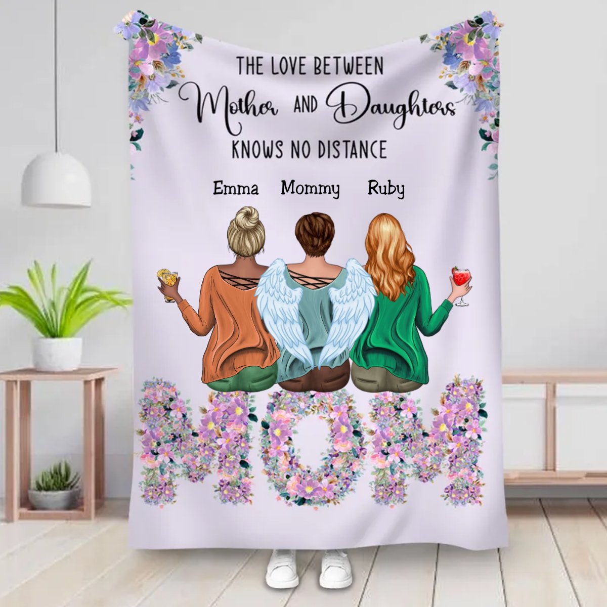 Family - The Love Between Mother & Daughters Knows No Distance - Personalized Blanket (Ver. 2) - Makezbright Gifts