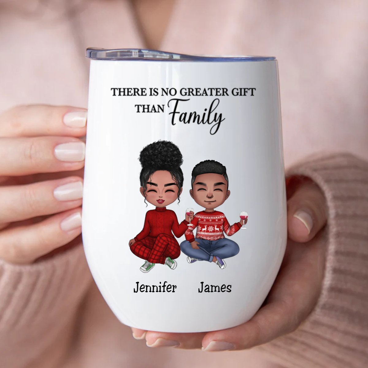 Family - There Is No Greater Gift Than Family - Personalized Wine Tumbler (VT) - Makezbright Gifts