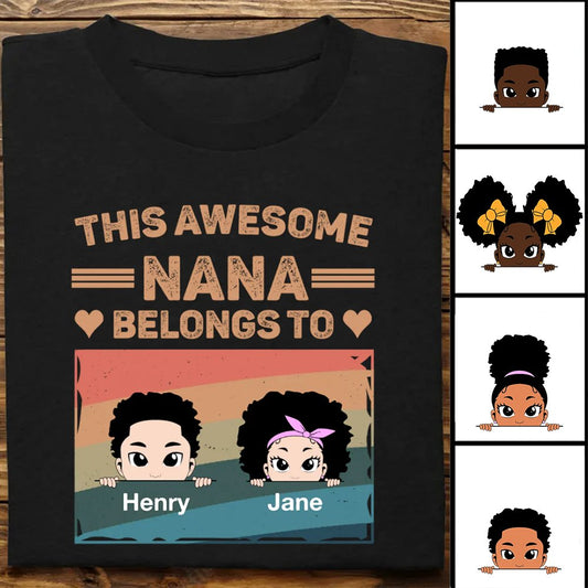 Family - This Awesome Nana Mommy Daddy Belongs To - Personalized Unisex T - shirt, Hoodie, Sweatshirt (VT) - Makezbright Gifts