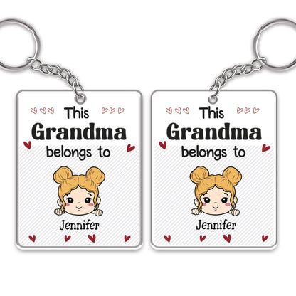 Family - This Grandma Belongs To - Personalized Acrylic Keychain (VT) - Makezbright Gifts