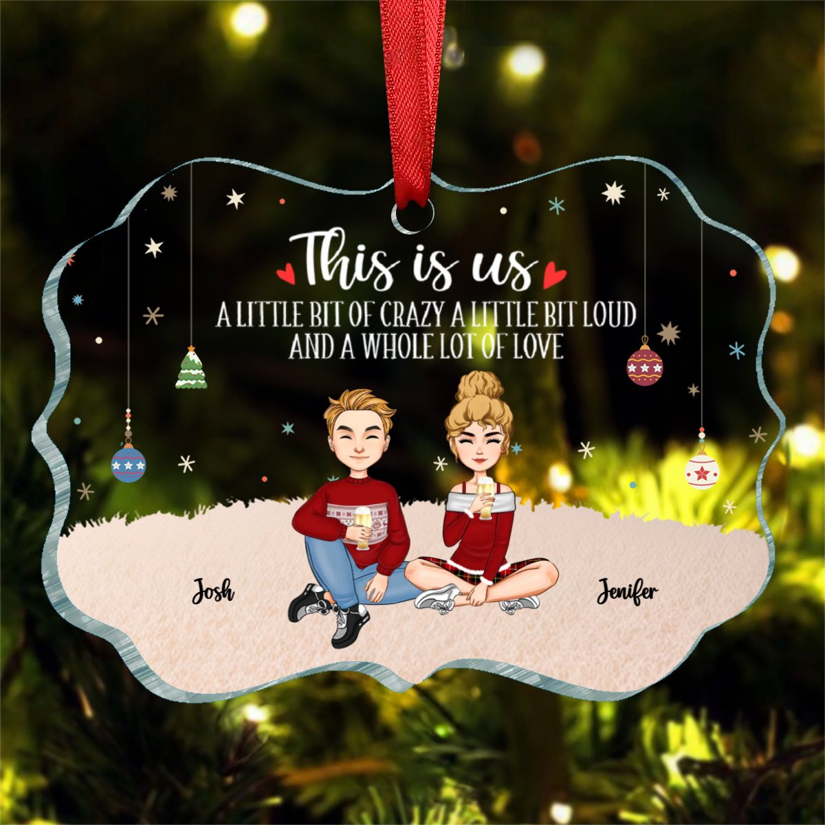 Family - This Is Us A Little Bit Of Crazy And A Whole Lot Of Love - Personalized Ornament - Makezbright Gifts