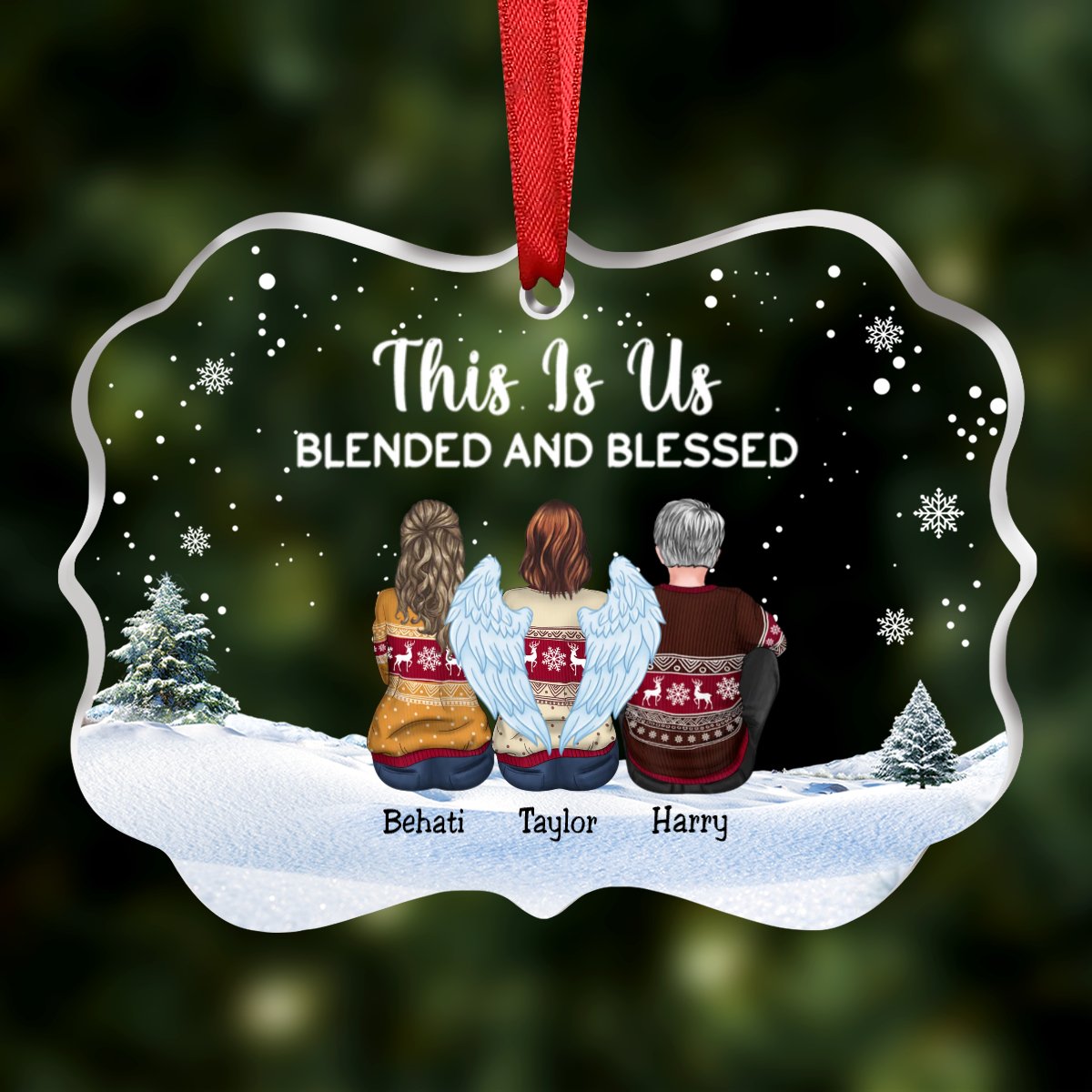 Family - This Is Us Blended And Blessed - Personalized Acrylic Ornament - Makezbright Gifts