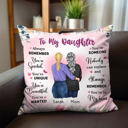 Family - To My Daughter Always Remember You're Unique And Beautiful - Personalized Pillow - Makezbright Gifts