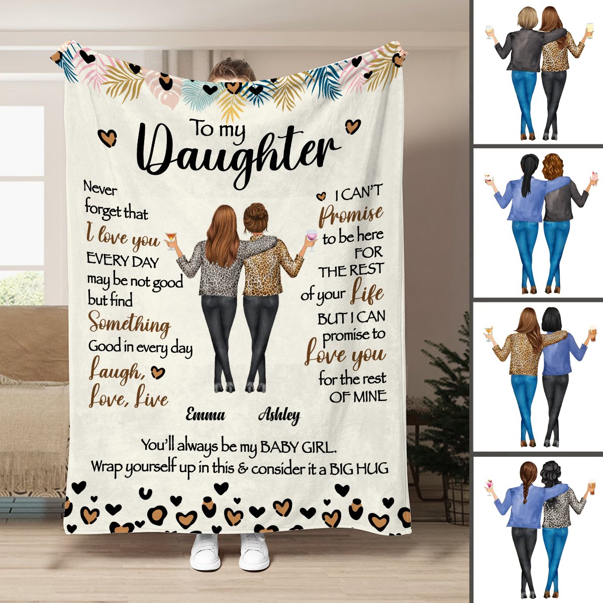 Family - To My Daughter Never Forget That I Love You - Personalized Blanket (II) - Makezbright Gifts