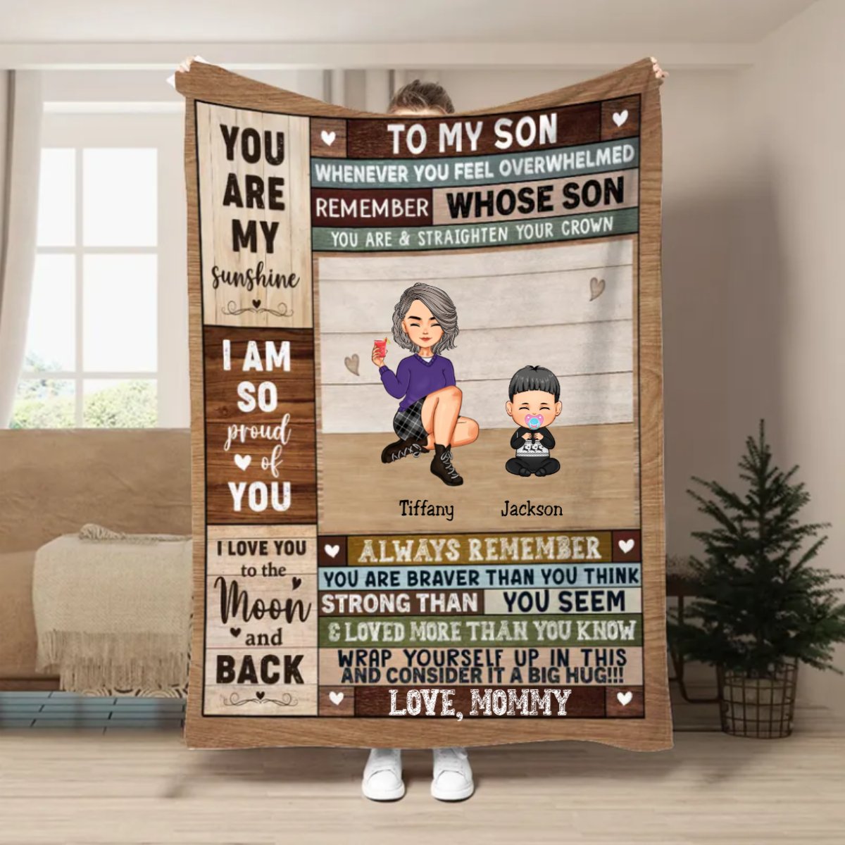 Family - To My Daughter Whenever You Feel Overwhelmed Remember Whose Daughter You Are & Straighten Your Crown - Personalized Blanket (LH) - Makezbright Gifts