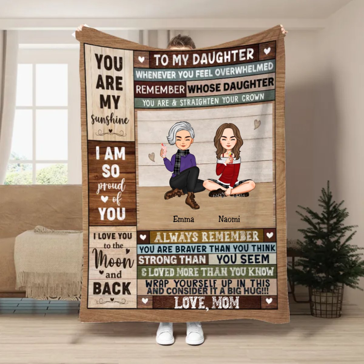 Family - To My Daughter Whenever You Feel Overwhelmed Remember Whose Daughter You Are & Straighten Your Crown - Personalized Blanket (LH) - Makezbright Gifts